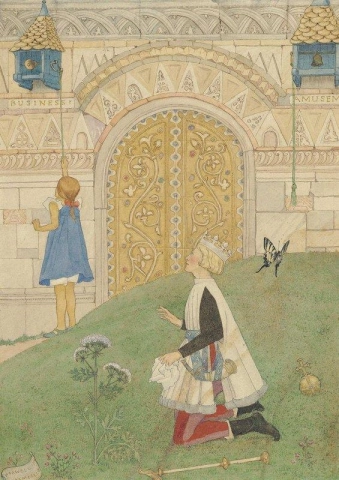 Sylvias Reisen: Sie war so mit den Toren beschäftigt, dass sie nicht bemerkte, dass jemand etwas abseits auf dem Rasen kniete, 1910