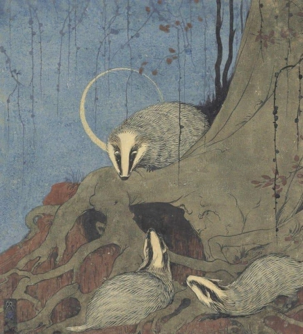 Ongepubliceerde illustratie bij hoofdstuk VIII van het Armfield's dierenboek The Badger