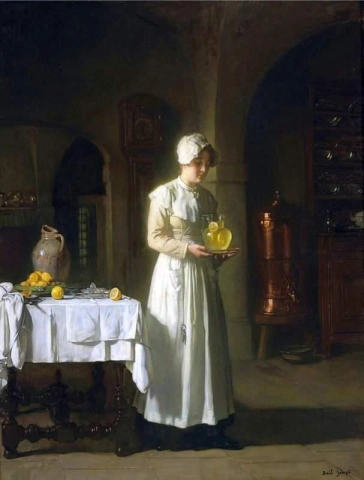 Dienstmädchen mit Limonade