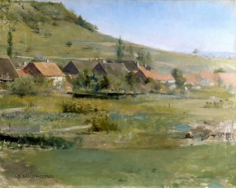 丹维莱尔村庄周围的风景，约 1882-83 年