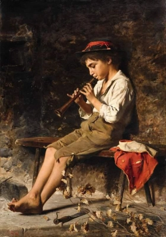 Boy With Recorder Aka Boy Playing A Pipe