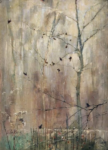 Зимнее дерево с птицами