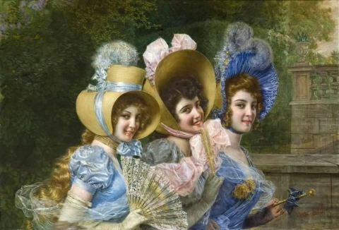 Drei Mädchen elegant gekleidet