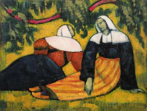 Zwei bretonische Frauen auf den Feldern 1936