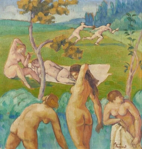 七个沐浴者，约 1889 年