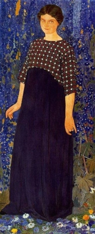 Kvinna i blått porträtt av Michelle Bieler 1913