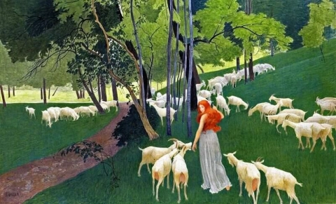 Пастух со своим стадом 1888