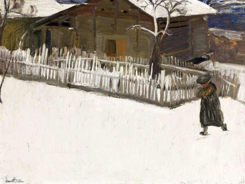 Winter Landscape In Front Of A Mazot