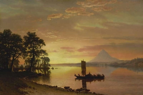 هنود على نهر كولومبيا مع جبل هود في المسافة 1867