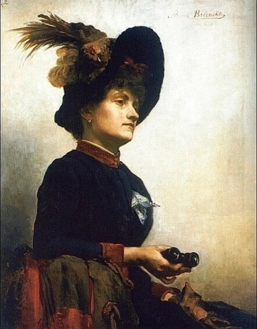 Porträt einer Dame mit Opernglas 1884