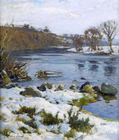Rivier in de winter van 1901