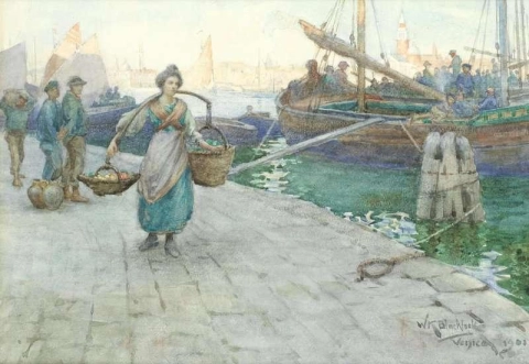 På Riva Degli Schiavoni Venedig 1901