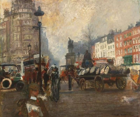 Knightsbridge nähtynä Sloan Streetiltä joulukuussa 1913 noin 1913