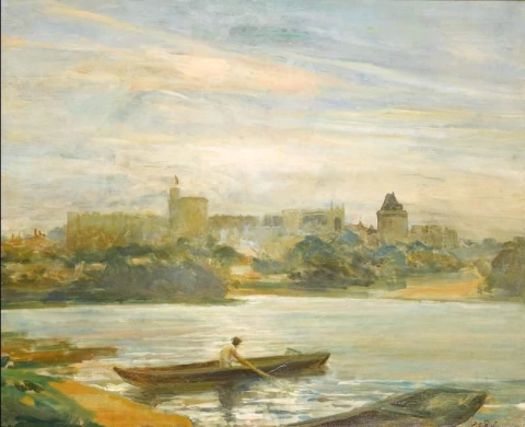 Rudern auf der Themse Windsor Castle im Hintergrund