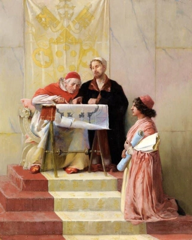 Bramante mostrando planos para Saint-pierre ao Papa
