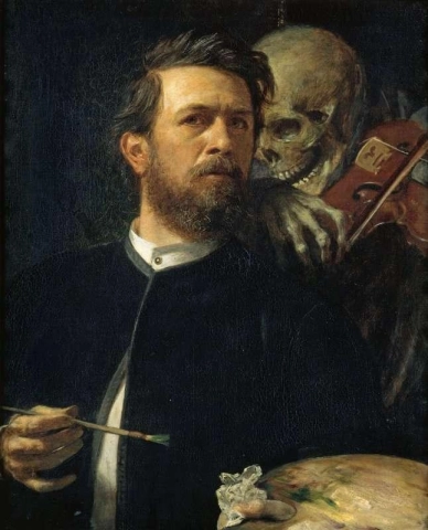 Selbstporträt mit dem Geige spielenden Tod