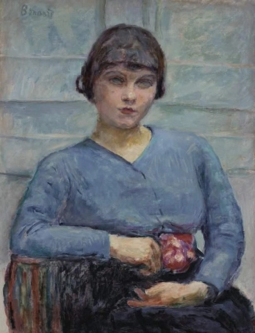 Chica joven vestida de azul La rosa Ca. 1916