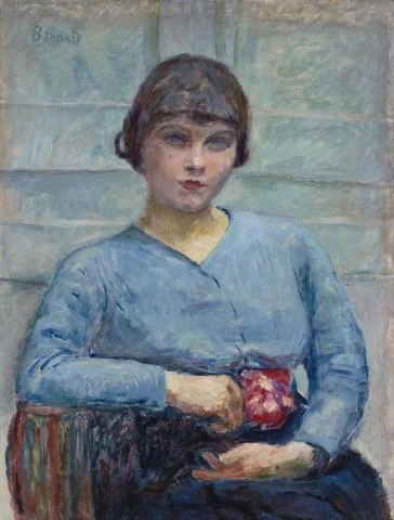 Jeune Fille En Bleu La Rose Ca. 1916 1