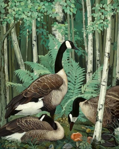 Wild Geese In A Birch Wood
