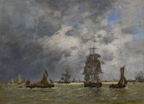 Schlechtes Wetter in Antwerpen an der Schelde ca. 1871-74