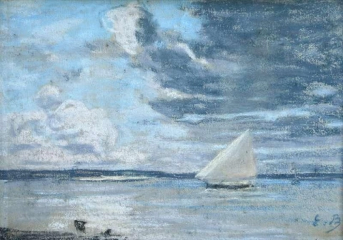 Båt utanför kusten ca 1860