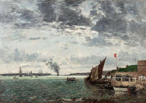 Brest. Merimiesten maihinnousu satamassa 1870