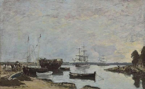 拉拉德 (La Rade) 的三桅卡马雷 (Camaret) 1871