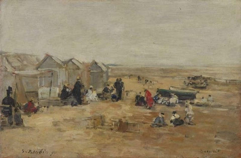 Strandscène van Deauville 1890