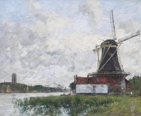 Molino de Dordrecht a orillas del Mosa 1875