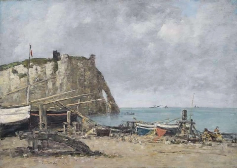 Etretat La Falaise D Aval lågvatten 1887