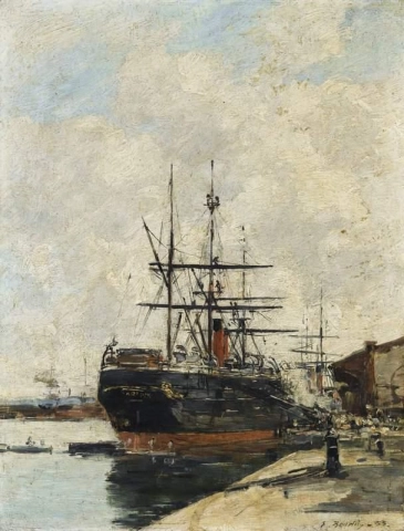 Le Havre. Lastar ett lastfartyg 1883