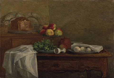 Stillleben mit umgekehrtem Eierbecher, ca. 1856-60