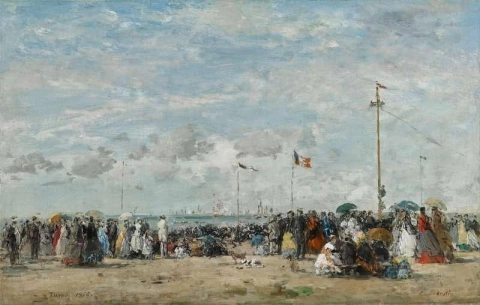 1866 年特鲁维尔海滩的赛船会和派对