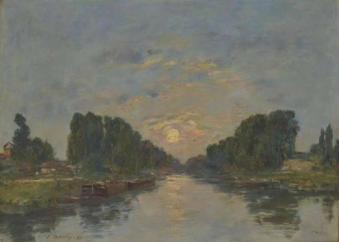 Saint-valery-sur-somme. Moon Effect On The Canal 1891