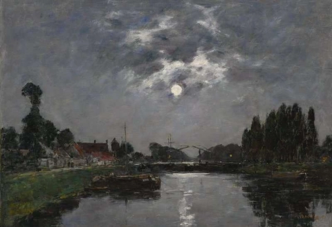Saint-valery-sur-somme Moonrise kanavan yli 1891