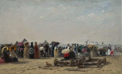 Trouville Beach Scene 1870