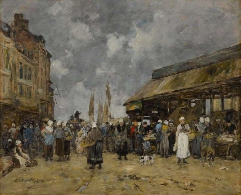Vismarkt van Trouville 1884
