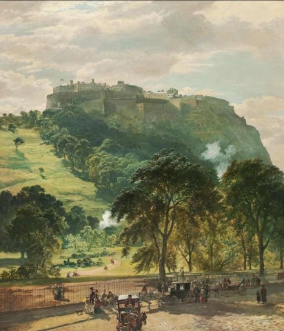 Edinburgh Castle från Princes Street Ca 1862