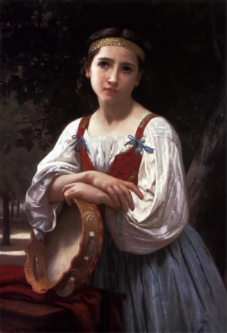 Zigeunermeisje met een Baskische trommel