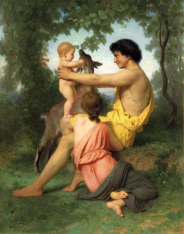 Antieke familie-idylle 1855