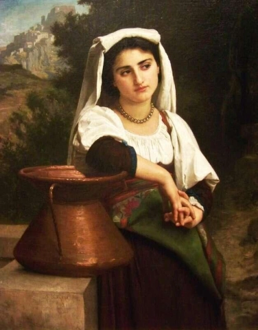 Italiensk kvinna vid fontänen 1869