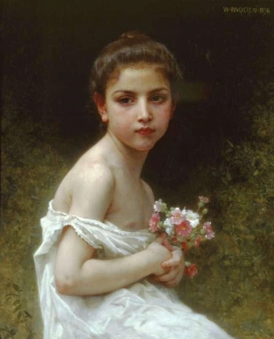 꽃다발을 들고 있는 어린 소녀