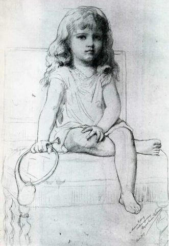 拉迪亚德·吉卜林女儿肖像素描 1907 年
