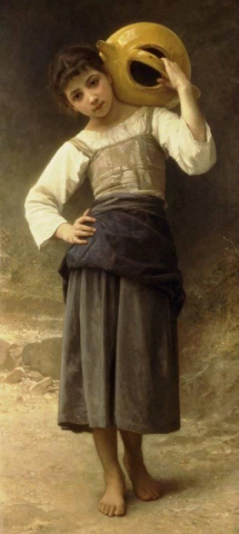 Junges Mädchen geht zum Brunnen 1885