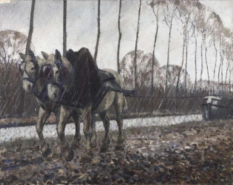 Towing Horses Under The Rain