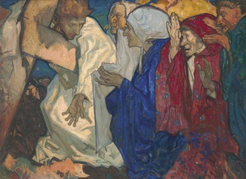Ristin kuudes asema Veronica pyyhkii Jeesuksen kasvot 1891