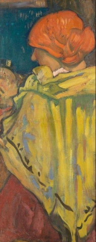 Kvinne med en gul kappe