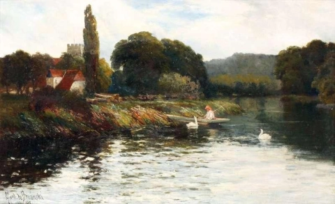 テムズ川沿いのゴーリング教会 1881-82