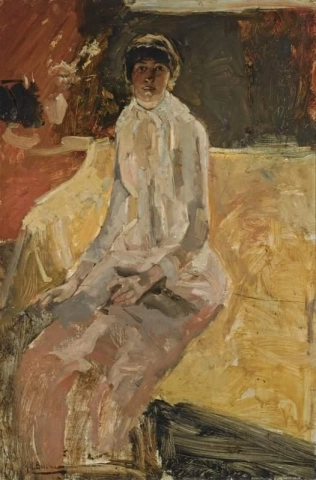 Una signora seduta prima del 1900