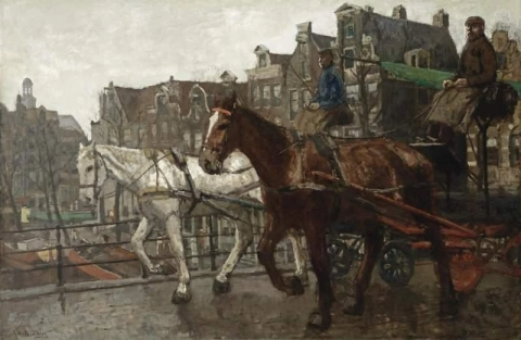 Eenhoornsluis una vista del Prinsengracht e della Noorderkerk visti dall'Eenhoornsluis Amsterdam 1910